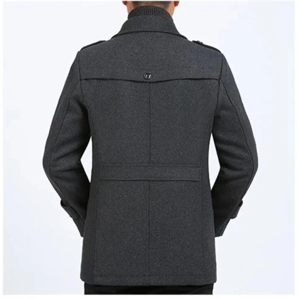 Herren Kurzmantel Zweilagig Revers- & Stehkragen Wind- & Wasserabweisend aus Polyester Anthrazit