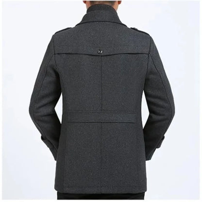 Herren Kurzmantel Zweilagig Revers- & Stehkragen Wind- & Wasserabweisend aus Polyester Anthrazit