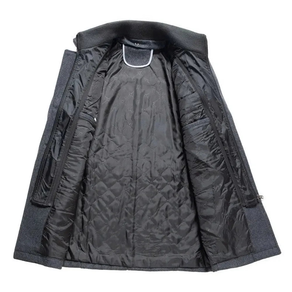 Herren Kurzmantel Zweilagig Revers- & Stehkragen Wind- & Wasserabweisend aus Polyester Anthrazit