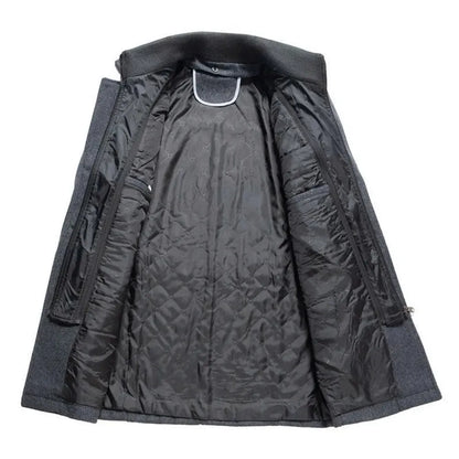 Herren Kurzmantel Zweilagig Revers- & Stehkragen Wind- & Wasserabweisend aus Polyester Anthrazit