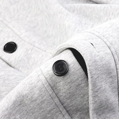 Amee Studio Unisex Cardigan – Oversize aus Sweatstoff mit V-Ausschnitt und Knopfleiste Hellgrau