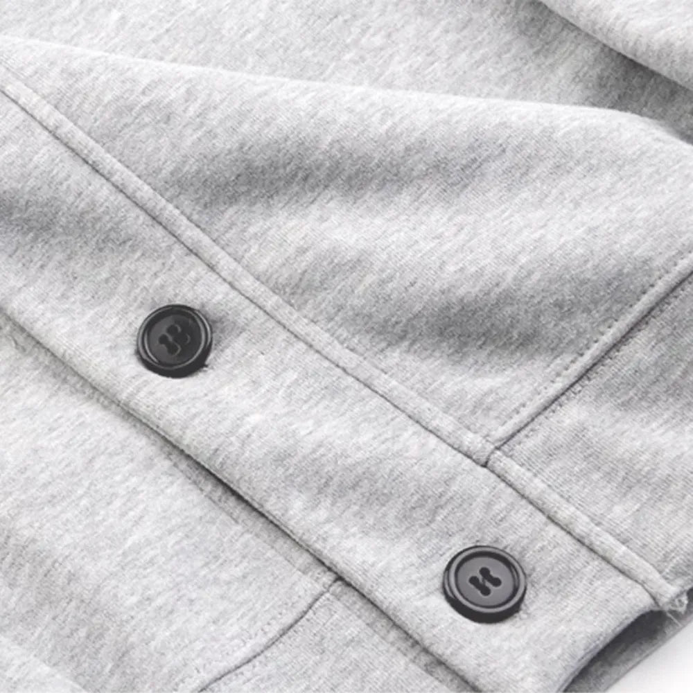 Amee Studio Unisex Cardigan – Oversize aus Sweatstoff mit V-Ausschnitt und Knopfleiste Hellgrau