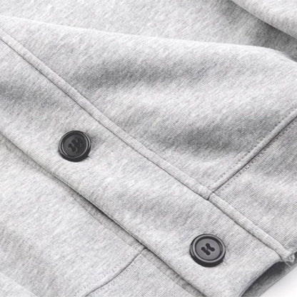 Amee Studio Unisex Cardigan – Oversize aus Sweatstoff mit V-Ausschnitt und Knopfleiste Hellgrau