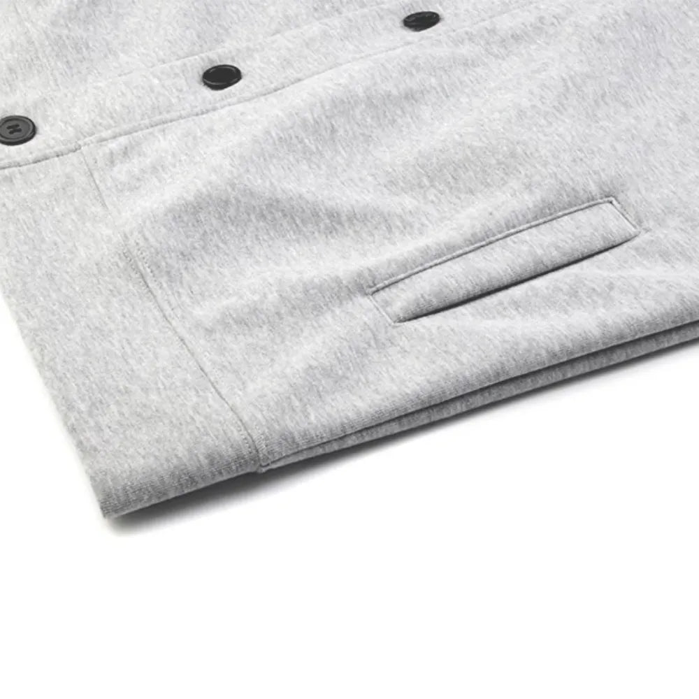 Amee Studio Unisex Cardigan – Oversize aus Sweatstoff mit V-Ausschnitt und Knopfleiste Hellgrau