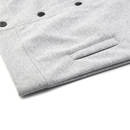 Amee Studio Unisex Cardigan – Oversize aus Sweatstoff mit V-Ausschnitt und Knopfleiste Hellgrau